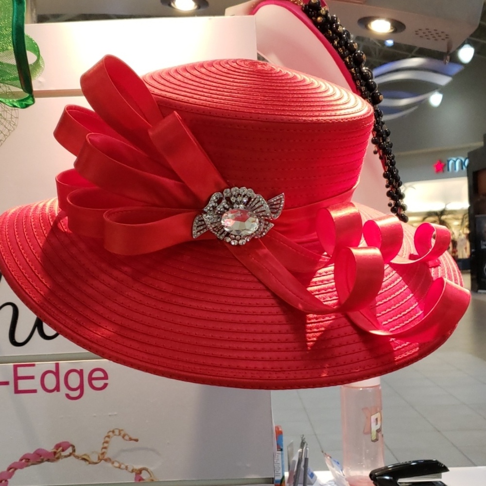 Large Satin Braid Hat w/Stone